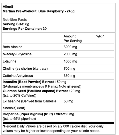 Alien8 Martian pre workout